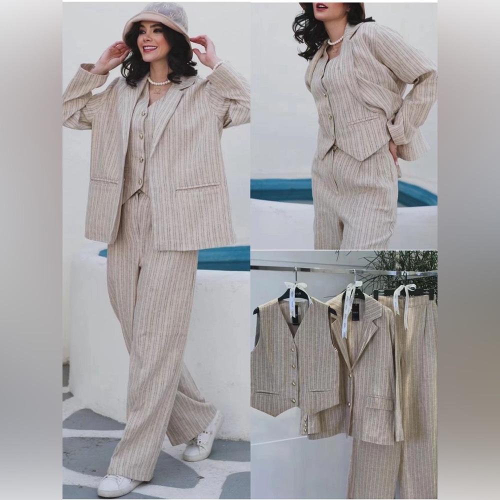 Three Piece Striped Suit in CREAM